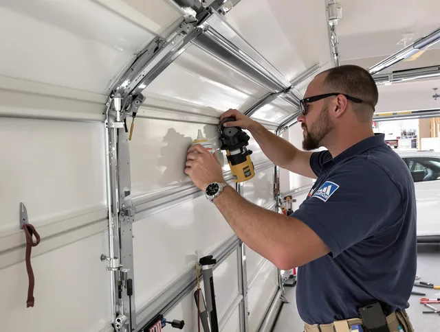 Rehoboth Garage Door Repair technician quieting a noisy garage door in Rehoboth