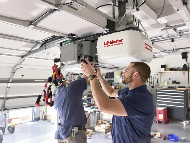 Rehoboth Garage Door Repair technician performing advanced diagnostics on garage opener in Rehoboth