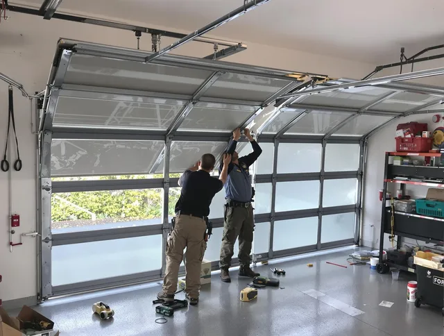 Rehoboth Garage Door Repair expert performing precise panel replacement on Rehoboth garage door